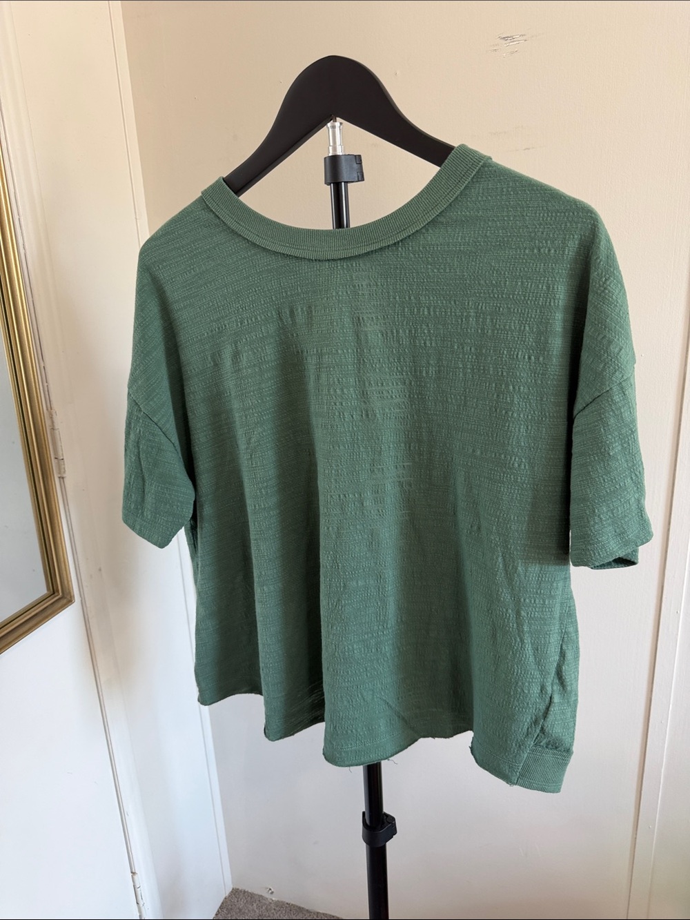 White Crow Green Textured Boxy Tee - Women